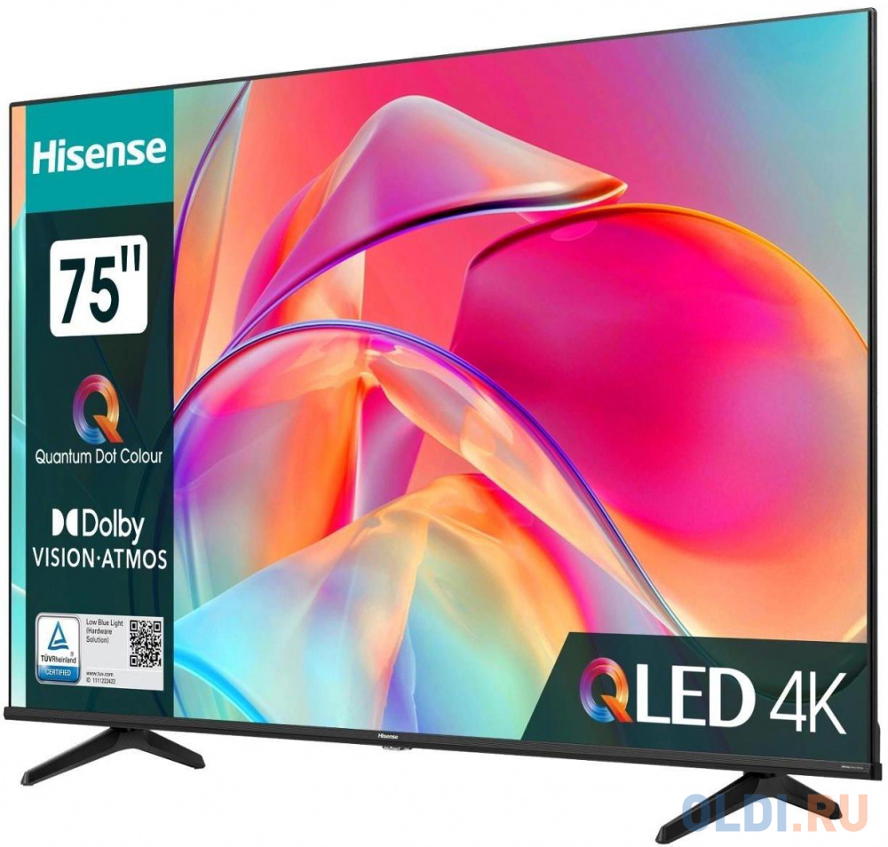 Телевизор ЖК 65'' Hisense/ 75", QLED, Ultra HD, Smart TV (ОС VIDAA U6), Wi-Fi, PCI 2000, DVB-T2/T/C/S2/S, 2х10W, CI+(1.4), 3хHDMI, 2хUS