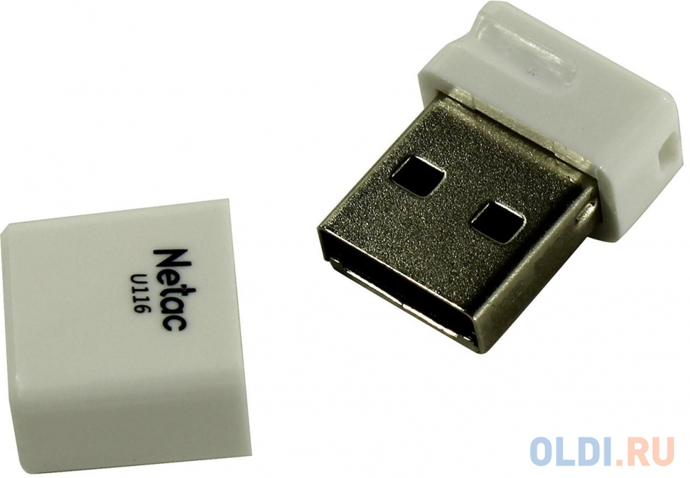 Флеш Диск Netac U116 8Gb <NT03U116N-008G-20WH>, USB2.0, миниатюрная пластиковая белая