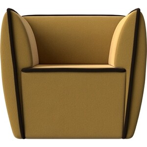 Кресло Лига Диванов Бергамо микровельвет желтый\коричневый (112003)