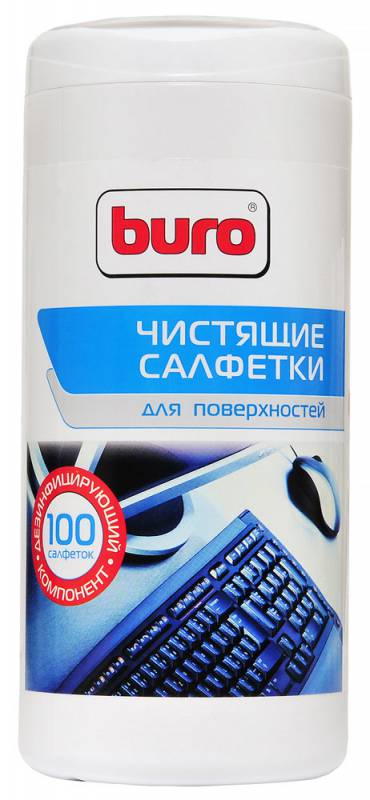 Салфетки Buro BU-Tsurface для поверхностей туба 100шт влажных