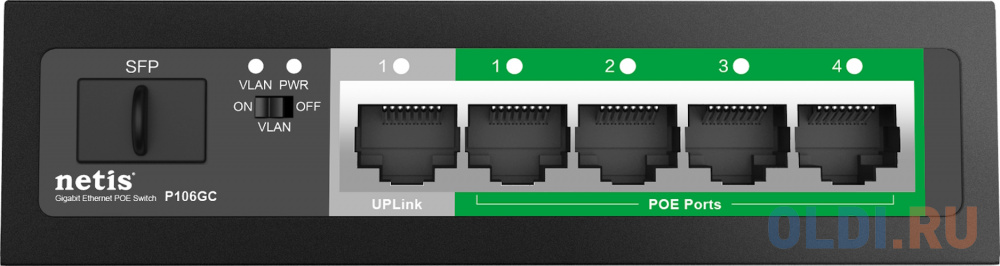 Коммутатор 6PORT 10/100/1000 4POE+2XGE P106GC NETIS