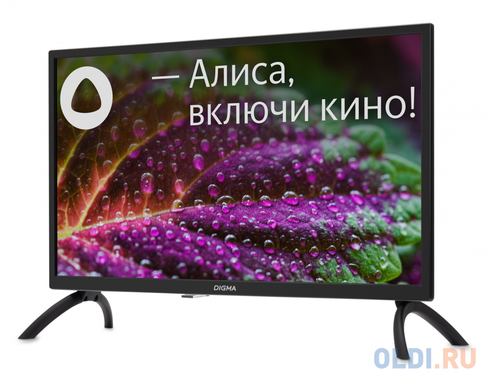 Телевизор LED Digma 24" DM-LED24SBB31 Яндекс.ТВ черный HD 60Hz DVB-T DVB-T2 DVB-C DVB-S DVB-S2 USB WiFi Smart TV