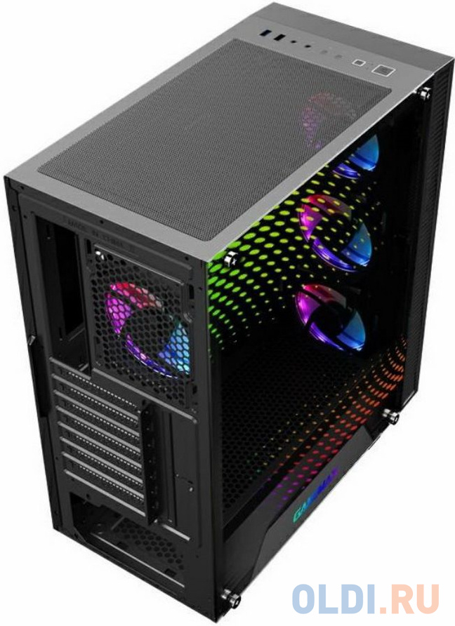 RockStar 2 ATX case, black, w/o PSU, w/1xUSB3.0+1xUSB2.0, w/3x12cm ARGB front fan (GMX-12-DBB fan), w/1x12cm ARGB rear fan (GMX-12-DBB fan)