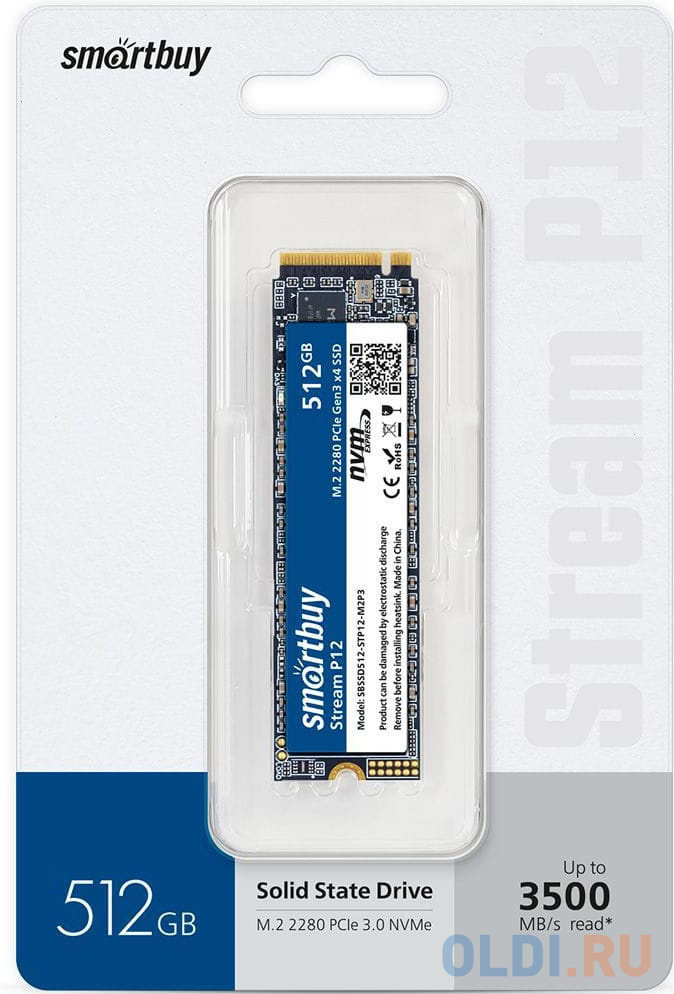 Smartbuy M.2 SSD 512Gb Stream P12 SBSSD512-STP12-M2P3 NVMe PCIe3