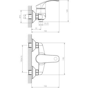 Смеситель для душа Decoroom хром (DR71055)