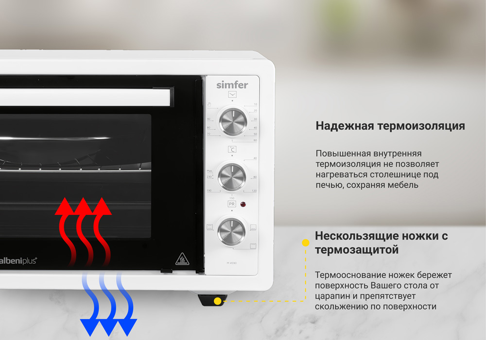 Мини-печь Simfer M4590 серия Albeni Plus Comfort, 3 режима работы, верхний и нижний нагрев