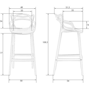 Стул барный Dobrin MASTERS BAR LMZL-PP601C белый (W-02)