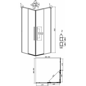 Душевой уголок Grossman Galaxy 100x100 шиншилла, черный матовый (300.K33.01.1010.21.02)