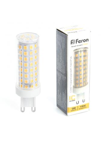 Лампа светодиодная G9, 230В, 15Вт, 1300лм/белый теплый, 80 Ra, FERON LB-437 (38212)