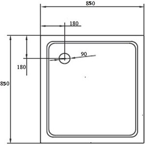 Душевой поддон Cezares Tray A-A 85x85 акриловый, с сифоном (TRAY-A-A-85-15-W) в Москвe