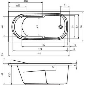 Акриловая ванна Riho Columbia 140x70 без гидромассажа (B004001005) в Москвe