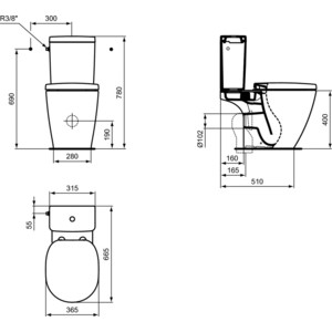 Унитаз (чаша) Ideal Standard Connect Aquablade белый (E039701)