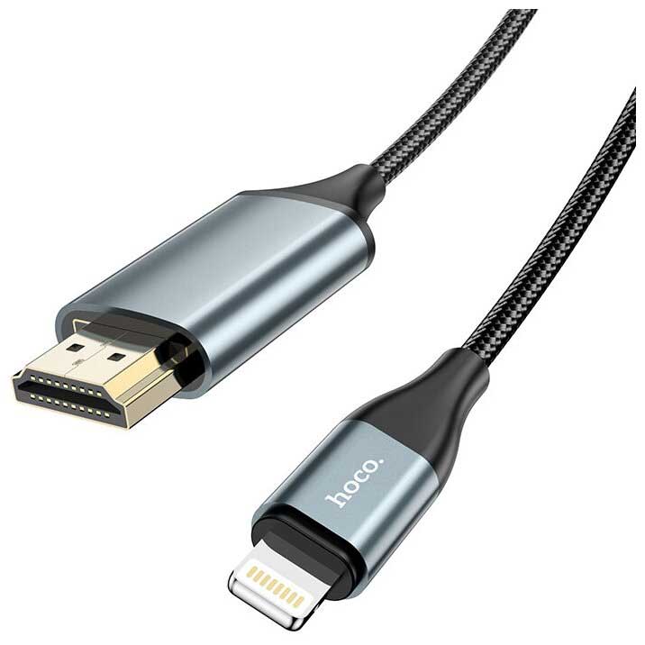 Кабель Hoco UA15 Lightning - HDMI 2m Metal Grey