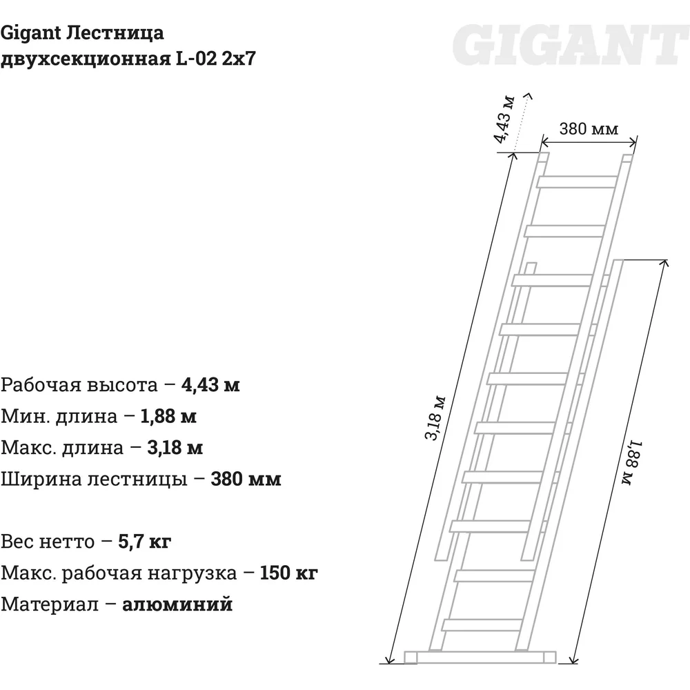 Двухсекционная лестница Gigant