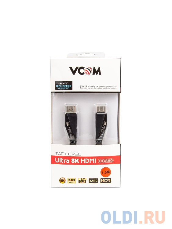 Кабель HDMI 19M/M,ver. 2.1, 8K@60 Hz 1.5m VCOM <CG860-1.5M>