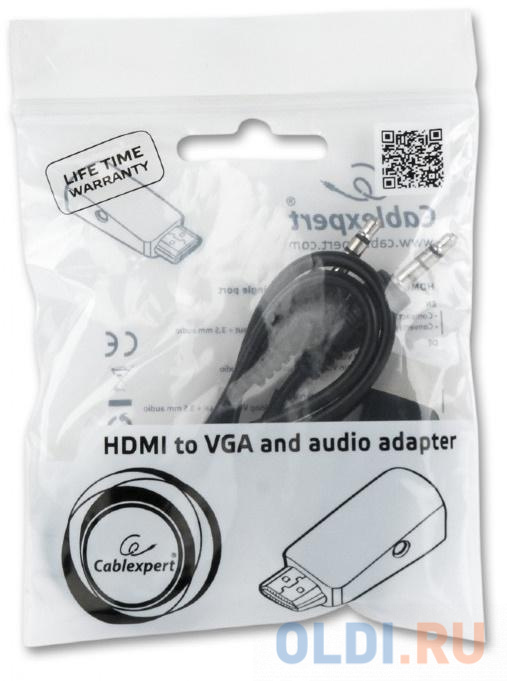 Переходник HDMI VGA Bion BXP-A-HDMI-VGA-02 круглый черный