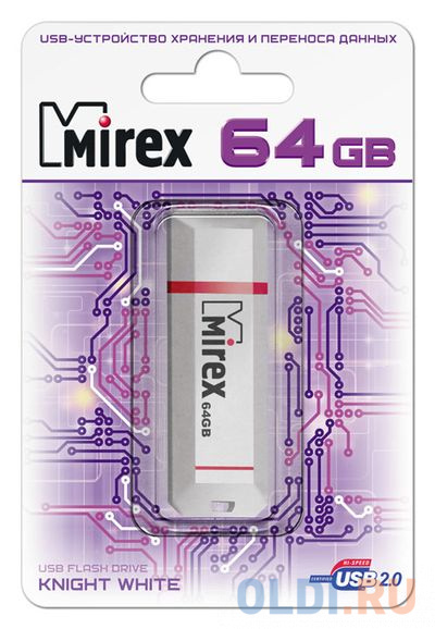 Флеш накопитель 64GB Mirex Knight, USB 2.0, Белый