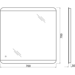 Зеркало BelBagno Spc-Cez 70х70 с подсветкой, сенсор (SPC-CEZ-700-700-LED-TCH)