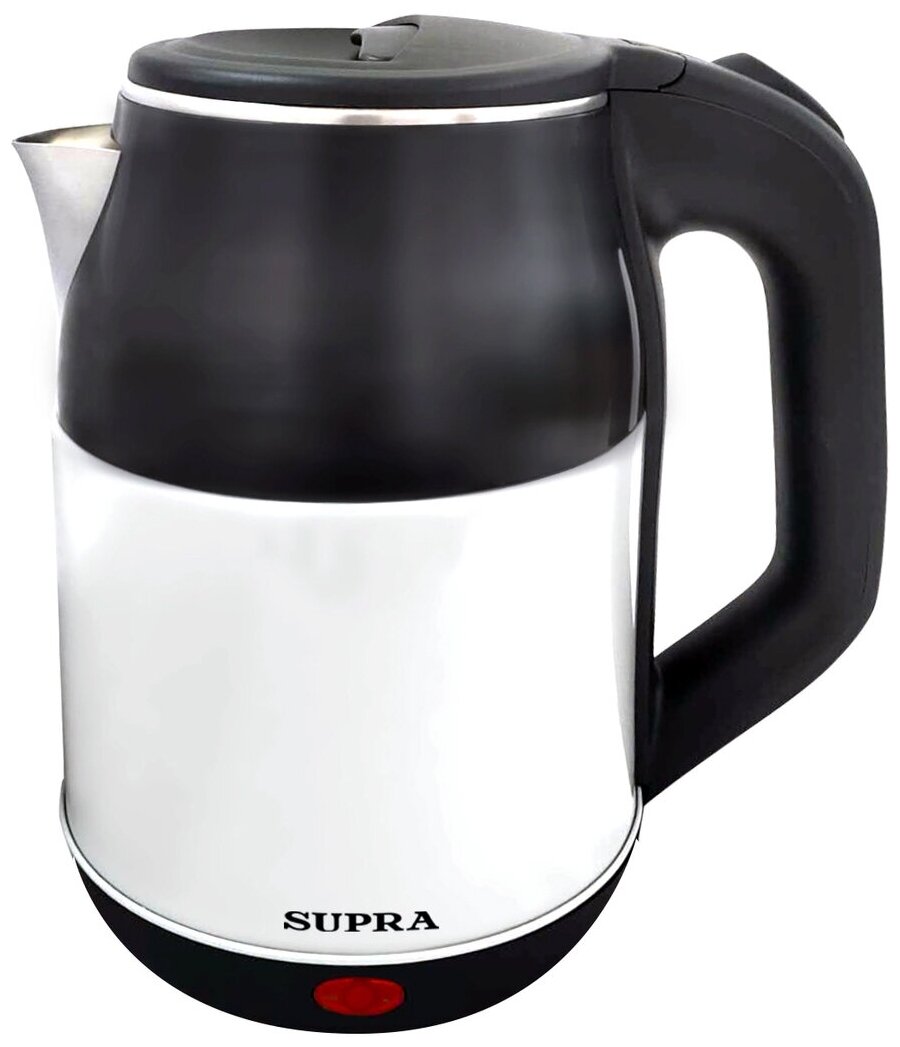 Чайник SUPRA KES-1843S с внутренней колбой из нержавеющей стали,1.8л. 1500Вт, закрытая спираль, нержавеющая сталь, белый/черный