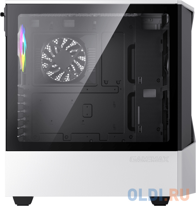 Компьютерный корпус, без блока питания ATX/ Gamemax Contac COC WB ATX case, black/white, w/o PSU, w/2xUSB3.0, w/1x14cm ARGB front fan(GMX-FN14-Rainbow