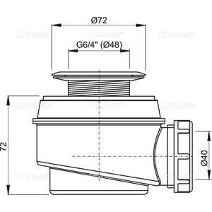 Сифон для душевого поддона AlcaPlast D40 с нержавеющей решеткой d72, хром (A46-50)