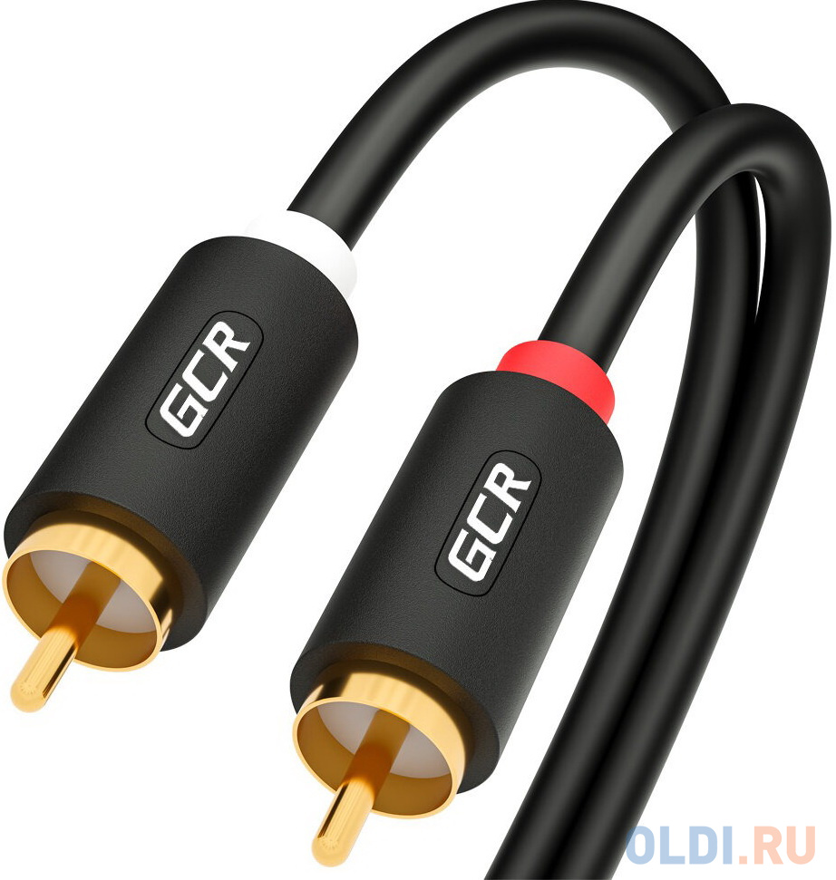 GCR Кабель 7.5m аудио 2 х RCA / 2 х RCA , GOLD, черный, GCR-53117 в Москвe