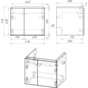 Тумба с раковиной Cersanit Colour 50 белая (SP-SZ-COL-CM/COL/50, S-UM-COM50/1-w)