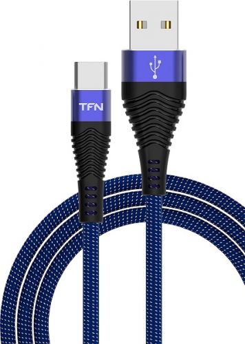 Кабель USB 2.0(Am)-USB Type-C(m), быстрая зарядка, 3A 1 м, черный/синий TFN Forza (CFZUSBCUSB1MBL)