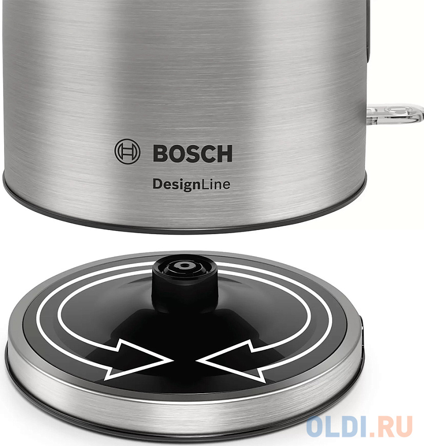 Чайник электрический Bosch TWK5P480 1.7л. 2400Вт нержавеющая сталь/черный (корпус: металл)