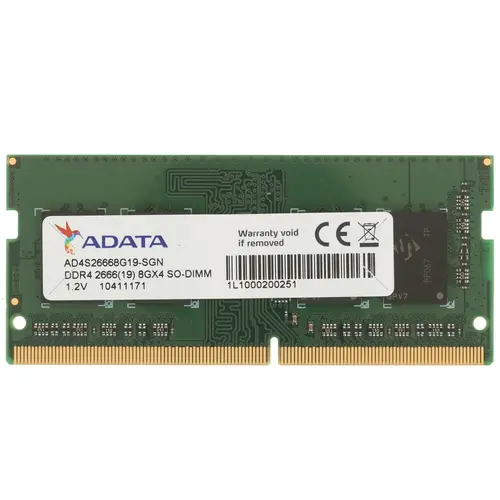 Память DDR4 SODIMM 8Gb, 2666MHz, CL19, 1.2 В, ADATA, Premier (AD4S26668G19-BGN)