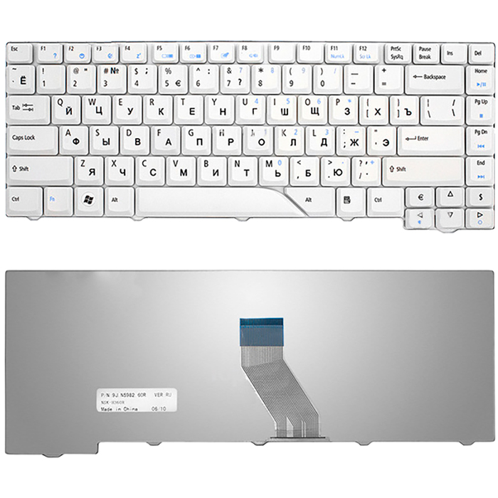 Клавиатура для ноутбука Acer Aspire 4220 4230 4310 4520 4710 4720 4900 5220 5230 5300 Series. белый (TOP-69711)