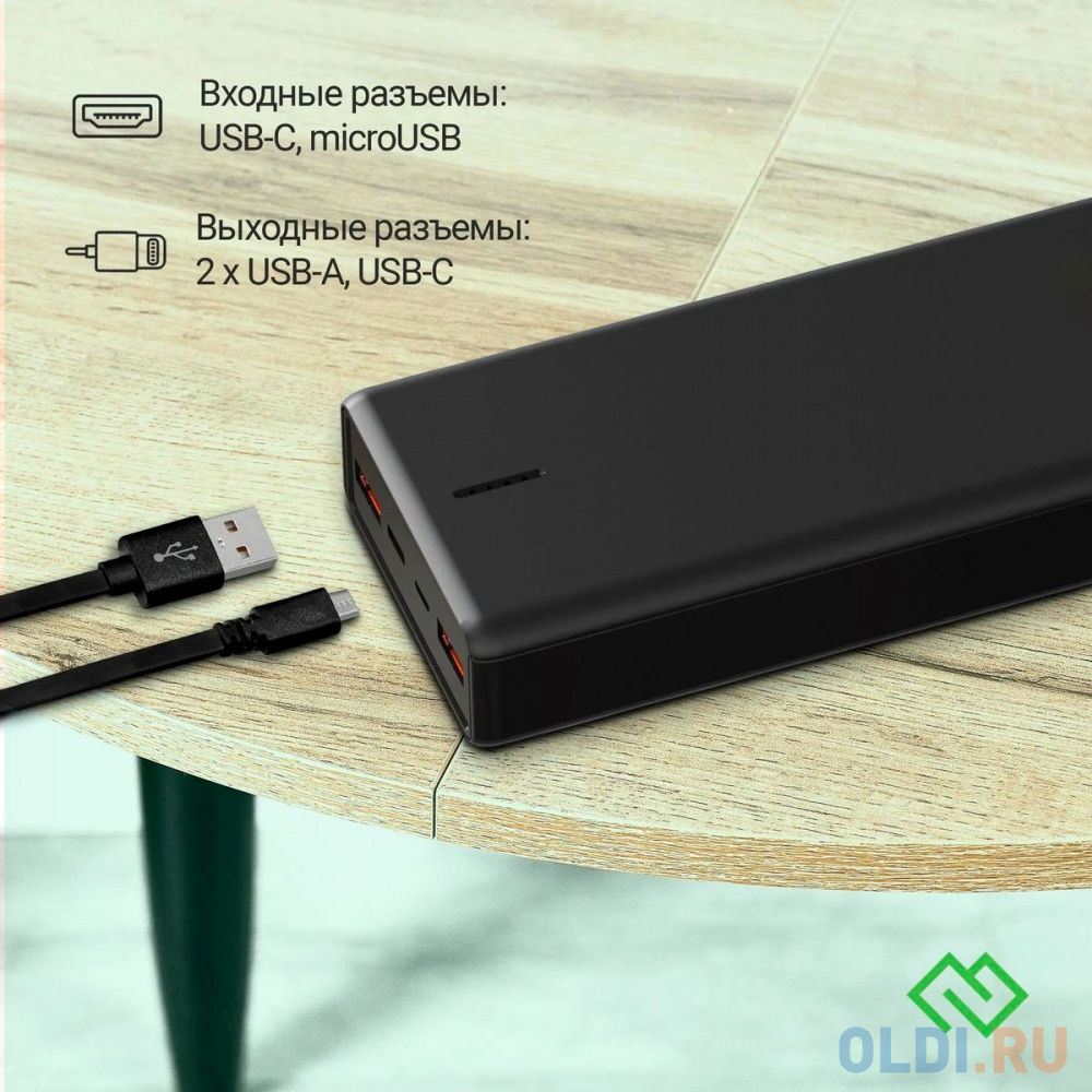 Мобильный аккумулятор Digma DGPF20B 20000mAh QC3.0/PD3.0 22.5W 3A 2xUSB-A/USB-C черный (DGPF20B22PBK) в Москвe