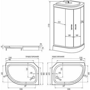 Душевая кабина Erlit Comfort ER35 120х80х215 левая (ER3512PL-C3-RUS)