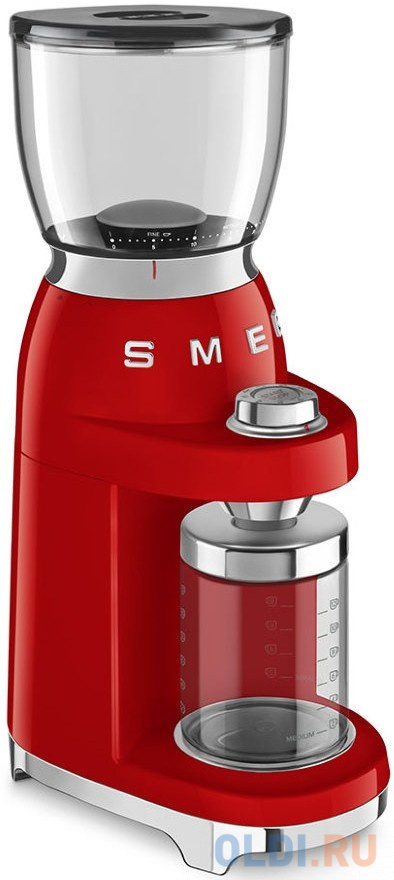 Кофемолка SMEG/ Стиль 50-х, Кофемолка с коническими жерновами, красный