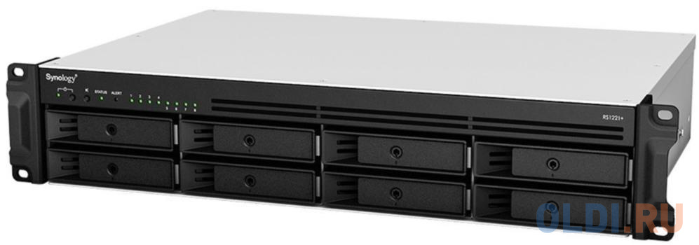 Synology Rack 2U, QC2.2GHzCPU/4GbDDR4(upto32)/RAID0,1,5,6,10/upto 8 hot plug HDDs SATA(3,5'or2,5')(upto 12 with RX418)/2xUSB3.2/1eSATA/iSCSI