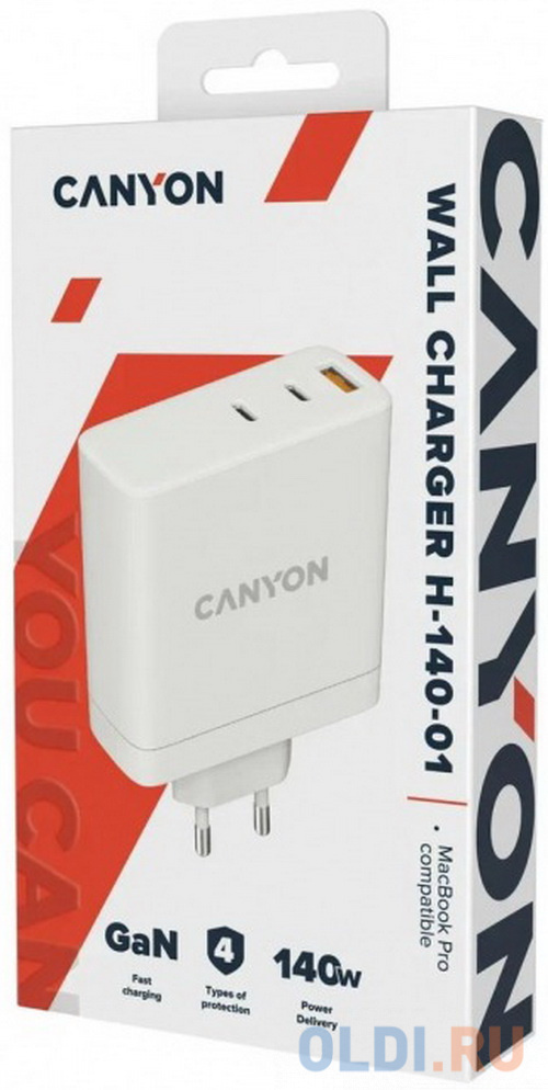 Зарядное устройство Canyon H-140-01 2А USB USB-C белый