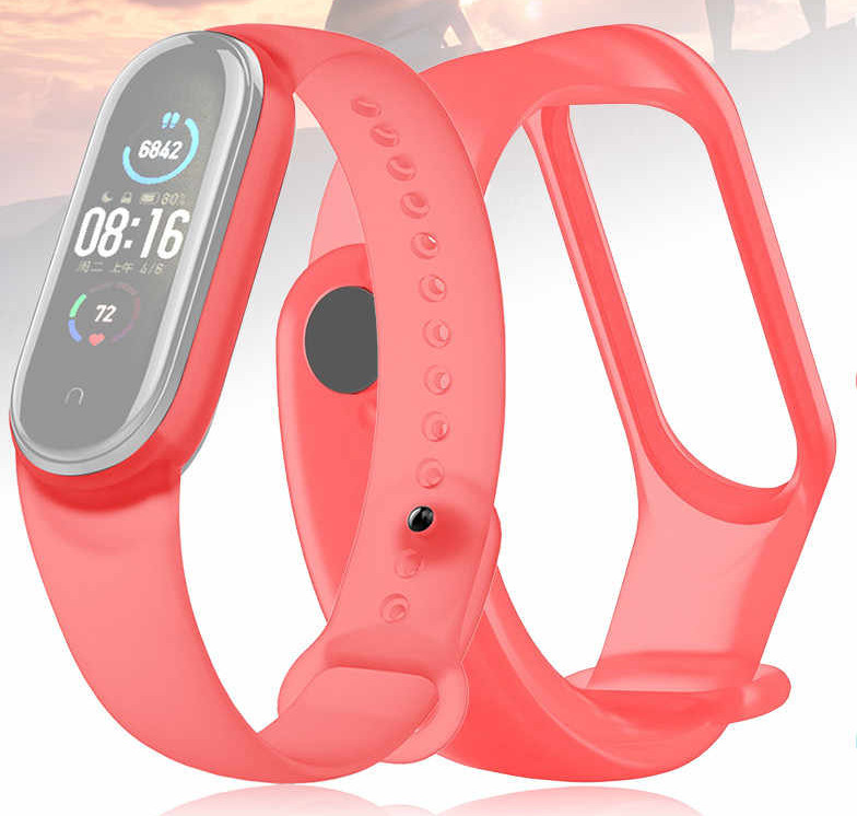 Ремешок Red Line для Xiaomi Mi Band 5 Silicone Transparent-Red УТ000022695