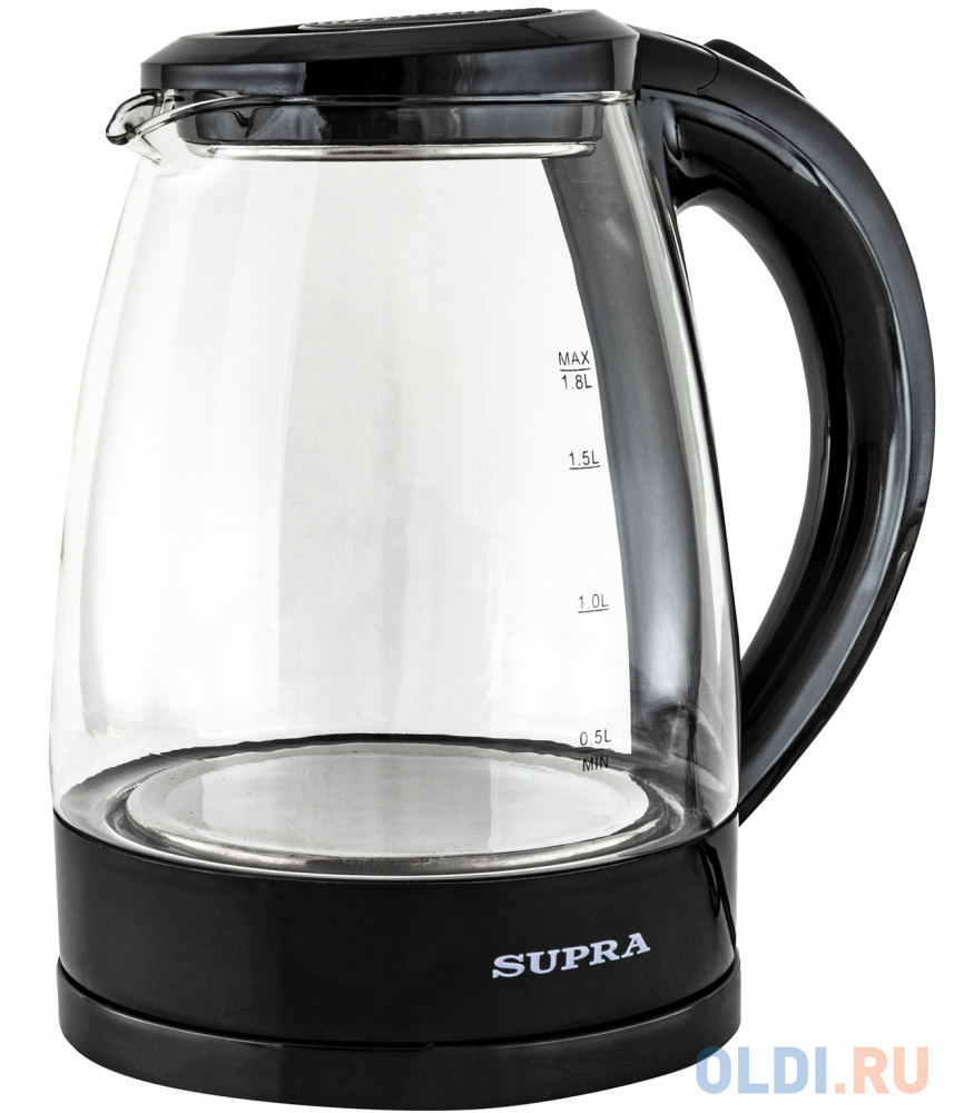 Чайник электрический Supra KES-1853G 1.8л. 1500Вт черный/прозрачный (корпус: стекло)
