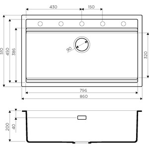 Кухонная мойка Omoikiri Kitagawa 86-LB GB графит (4993794)