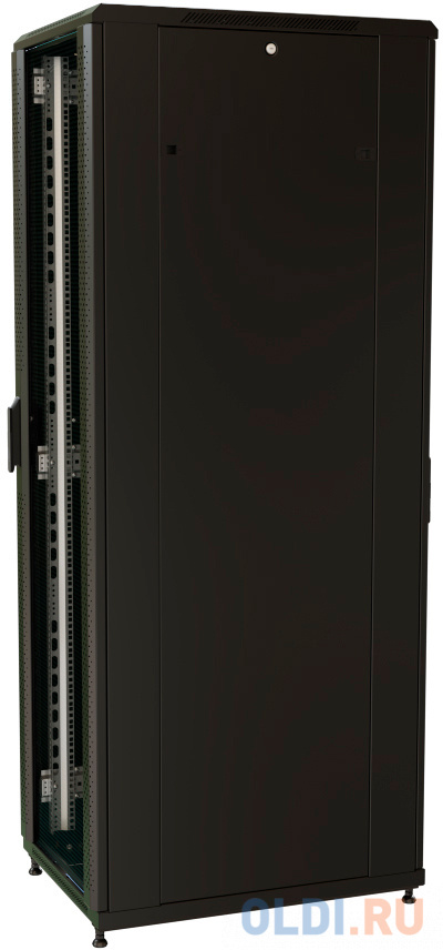 Шкаф коммутационный WRline (WR-TT-2766-AS-RAL9004) напольный 27U 600x600мм пер.дв.стекл задн.дв.стал.лист 2 бок.пан. 800кг черный 510мм 1388мм IP20 ст в Москвe