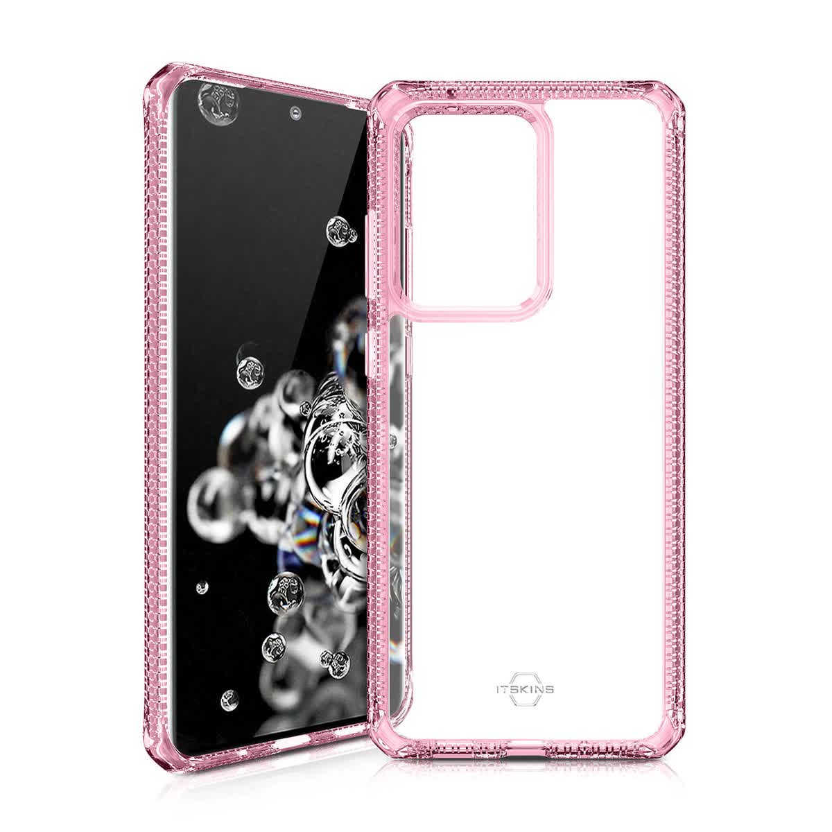 Чехол антибактериальный ITSKINS HYBRID CLEAR для Samsung Galaxy S20 Ultra светло-розовый/прозрачный