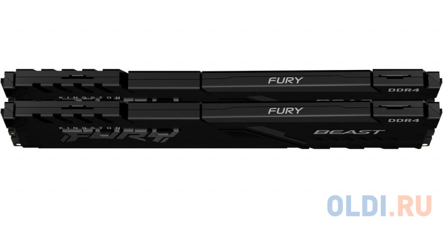 Оперативная память для компьютера 64Gb (2x32Gb) PC4-PC21300 2666MHz DDR4 DIMM CL16 Kingston FURY Beast Black KF426C16BBK2/64