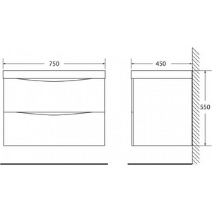 Тумба с раковиной BelBagno Marino 75 rovere moro (MARINO-750-2C-SO-RW-P, BB750/450-LV-MR-PR)