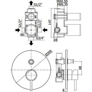 Смеситель для ванны Paffoni Light черный матовый (LIG015NO)