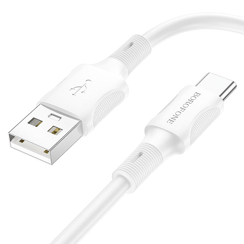 Кабель USB (Am)-USB 2.0 Type-C(m), 3A, 1м, белый Borofone BX80 (6974443385236)