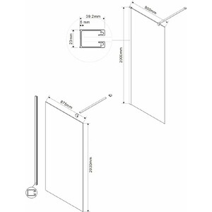 Душевая перегородка Vincea Walk-In VSW-1H 90х120х200 профиль хром, стекло зеркальное (VSW-1H900MR)