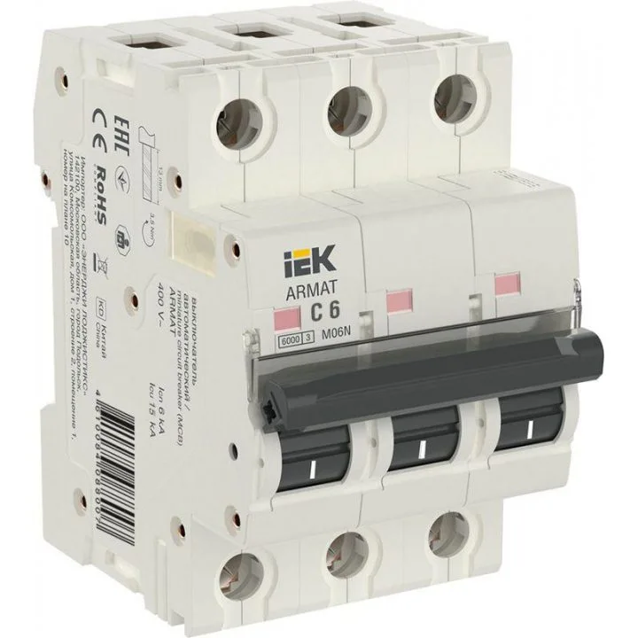 Выключатель автоматический IEK ВА88-35 трехполюсный (3P/3П) 6A C 35kA (SVA30-3-0250-02)