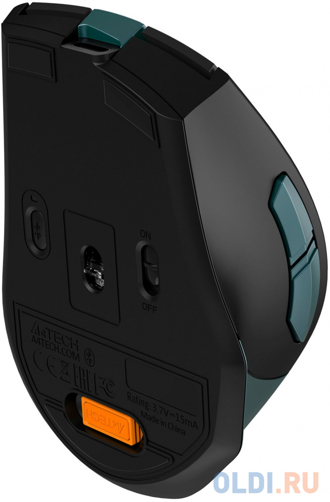 Мышь A4Tech Fstyler FB35CS темно-зеленый/черный оптическая (2000dpi) silent беспроводная BT/Radio USB (5but)