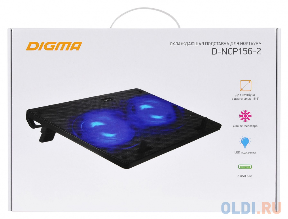 Подставка для ноутбука Digma D-NCP156-2 15.6"360x260x27мм 2xUSB 2x 120ммFAN 650г черный