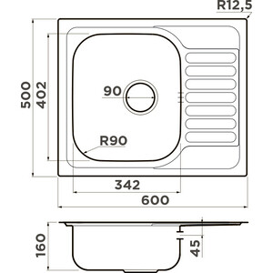 Кухонная мойка Omoikiri Kashiogawa 60 IN нержавеющая сталь (4993274)